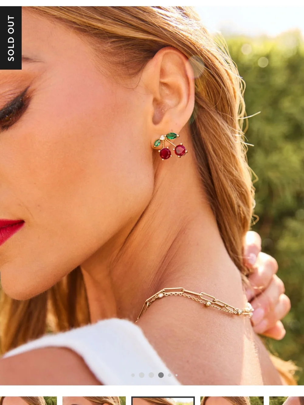 Vici Picnic Darling Drop Cherry Earrings NWT